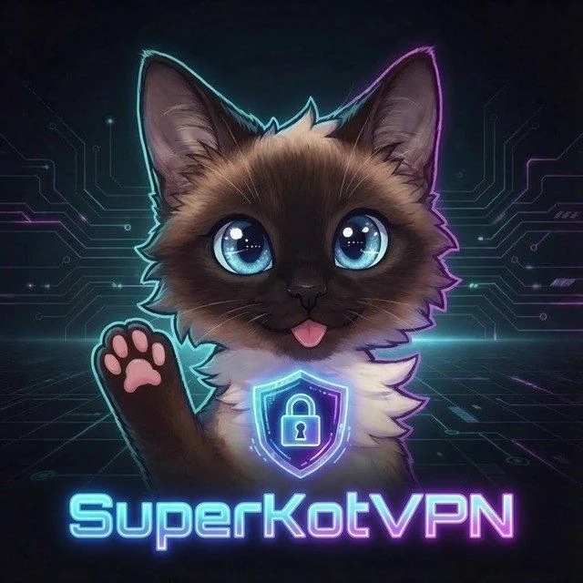 Сиамский кот с голубыми глазами и светящимся щитом Super Kot VPN